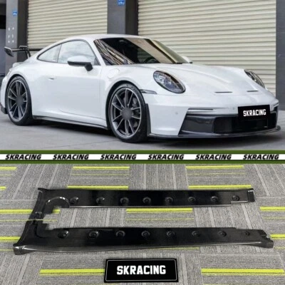 For Porsche 911 992 Carrera 20-24 Carbon Fiber Side Skirts Extension Lip Spoiler - Image 1 of 4