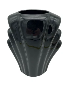 Jarrón negro geométrico Art Deco renacimiento unitel cerámica fina EE. UU. 1980 - Imagen 1 de 6