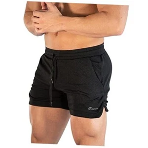 Mens Running Gym Shorts 3 Inch Breathable Lightweight Athletic Medium Black - Picture 1 of 7