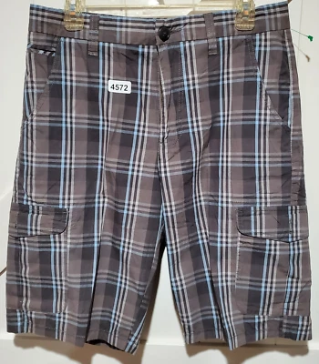 Pantalones Cortos de Carga Age of Wisdom Para Hombre Marrón/Azul Cuadros Talla 32 Bolsillos Utilitarios Exterior Foto 1 de 4