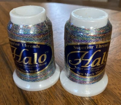 2 New Spools HALO SERGER & DECORATIVE THREAD #361 Multicolor Sparkle 550yds Each - Image 1 of 2