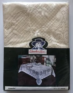 Vintage Quäker Spitze Camelot Blumen Tischdecke 52 x 70 Ecru Elfenbein Beige Natur USA - Bild 1 von 12
