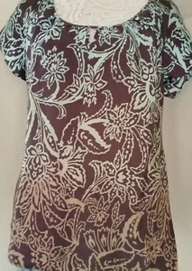 Autograph women's Pure Silk Mocha Mix Relaxed short sleeve Top Sz14 - Picture 1 of 5