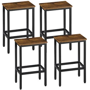 Set of 4 Counter Bar Chairs with Footrest 25.7 Inch Kitchen Breakfast Bar Stools - Picture 1 of 22