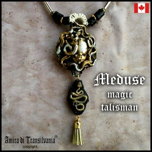 medusa amulet snake pendant talisman attraction fortune protection money lucky - Picture 1 of 24