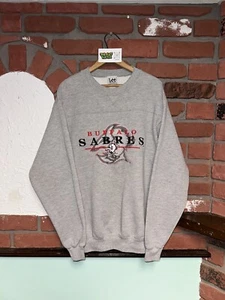 Vintage Lee Sport NHL Buffalo Sabres Grey Embroidered Crewneck Sweatshirt Large - Picture 1 of 6