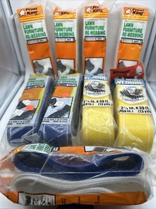 Frost King Replacement Webbing Lawn Chair Yellow Blue White Stripe Vtg Lot x 8+ - Picture 1 of 8
