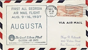 1937 Eastern Air Lines "Great Silver Fleet" All Georgia Airmail Flight, Augusta - Picture 1 of 2