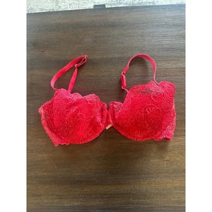 Victoria's Secret sehr sexy Push-up ohne Polsterung, roter Spitzen BH Vintage 38DD - Bild 1 von 4