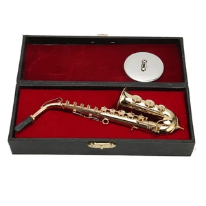 16cm Brass Mini Alto Saxophone Decoration with Stand & Storage Case - Picture 1 of 17