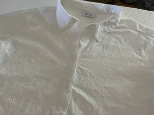 D And C Company Plus Size White Shirt Size 1X Crepe White Shirt LS Cotton Shirt - Picture 1 of 6