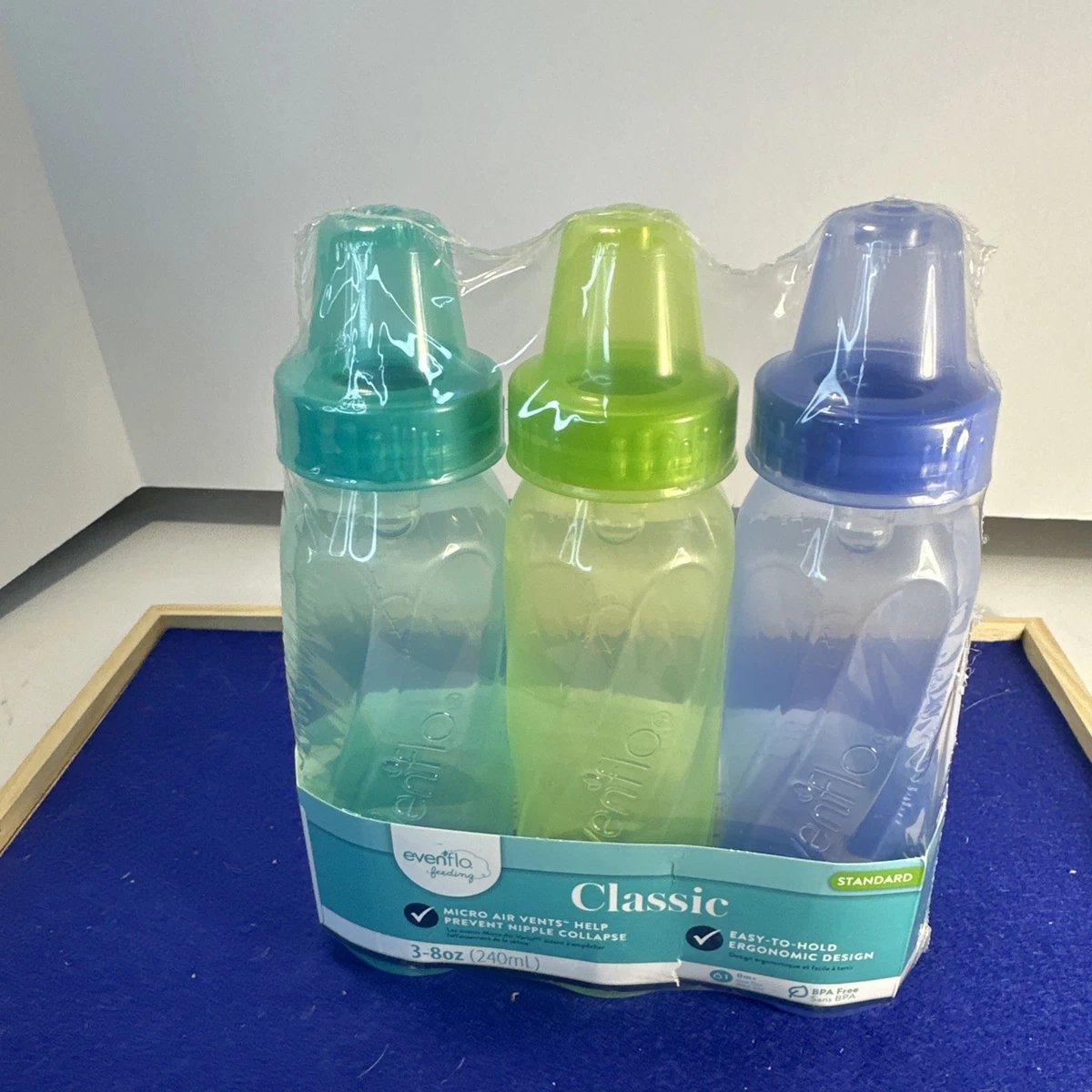 Evenflo Newborn Baby Feeding Set - 3-Pack Bottles (8 Oz.), Mint/Green...
