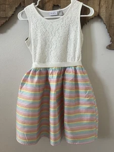 CHILDREN'S PLACE Sleeveless Dress Pastel Stripes Dress Size 14 - Picture 1 of 5