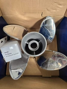14 x 19 4Blades Stainless Steel Boat Propeller For Mercury 135-300HP 15Tooth RH - Picture 1 of 2