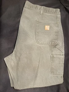 Carhartt Carpenter Denim Jeans Green BN0011-M Loose Fit Size 46X32 - Picture 1 of 10