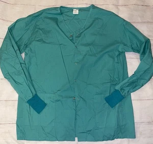 Adult Large Standard Textile Green Hospital Scrub Jacket  - Picture 1 of 3