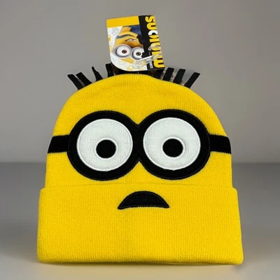 Bracciale giallo Cattivissimo Me Jerry Big Face taglia adulto Beanie Minions nuovo con etichette - Immagine 1 di 4