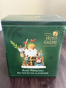 Enesco Artist Gallery Woodsy Walking Santa 6015758 Linda Solovic Series Figure - Picture 1 of 3