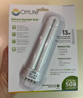 Lâmpada de luz natural Ottlite 13W, 4 pinos PL13-F, lâmpada de tarefa recarregável - Imagem 1 de 4