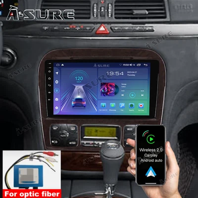 Android 14 Stereo Radio CarPlay For Mercedes Benz S500 1998-2005 w/ optic fiber - Image 1 of 4