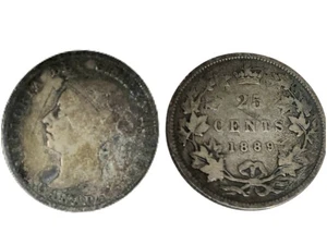 1889 Canadian 25-Cent Sterling Silver Coin, Queen Victoria, Canada 25C, Key Date - Picture 1 of 7