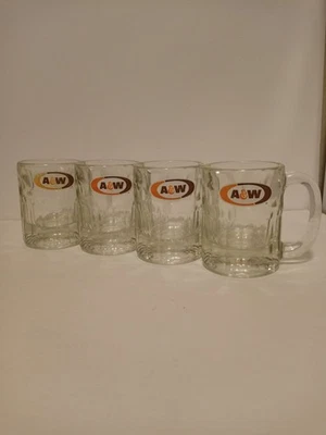 Лот из 4 винтажных мини-кружек A&W Root Beer из тяжелого стекла - Изображение 1 из 4