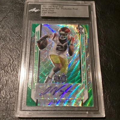 2021 Leaf Metal Draft Tyler Vaughns Green Wave RC Prospect Auto 1/1 Steelers USC - Image 1 of 4