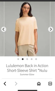 Lululemon Back In Action Damen-T-Shirt Bio-Baumwolle pfirsichfarben Größe 16/18 ohne Etikett - Bild 1 von 6
