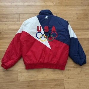 Vintage Starter 1996 Atlanta Olympic Winter Games Team USA Puffer Jacket Large - Picture 1 of 12