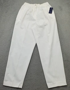 Karen Scott Pants Womens 8 White Pleated Classic Fit Straight Leg Elastic Waist - Picture 1 of 10