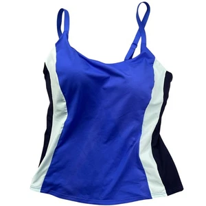 Athleta Tankini Top Womens 32D/DD Royal Blue Colorblock Coastline Bra Beach Swim - Picture 1 of 9