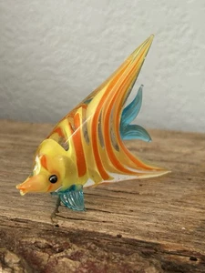 Angelfish Fitz and Floyd Glass Menagerie vidrio náutico naranja amarillo vidrio artístico 3D - Imagen 1 de 6