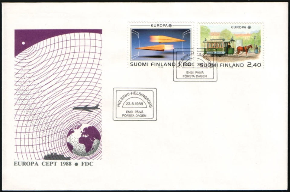 Finland FDC 1988, Europe Cept, Traffic, Telecom, Mint - Image 1 of 1