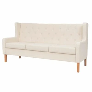 3-Seater Sofa Fabric Cream White vidaXL - Picture 1 of 7