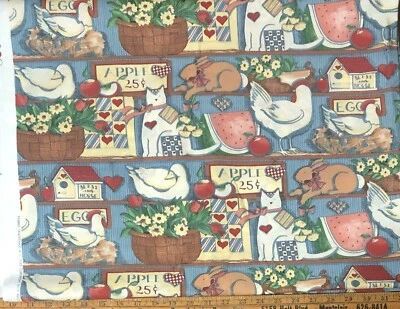 Vintage 1993 Susan Winget Fabric Traditions Country Shelf Cotton Fabric  - Image 1 of 2