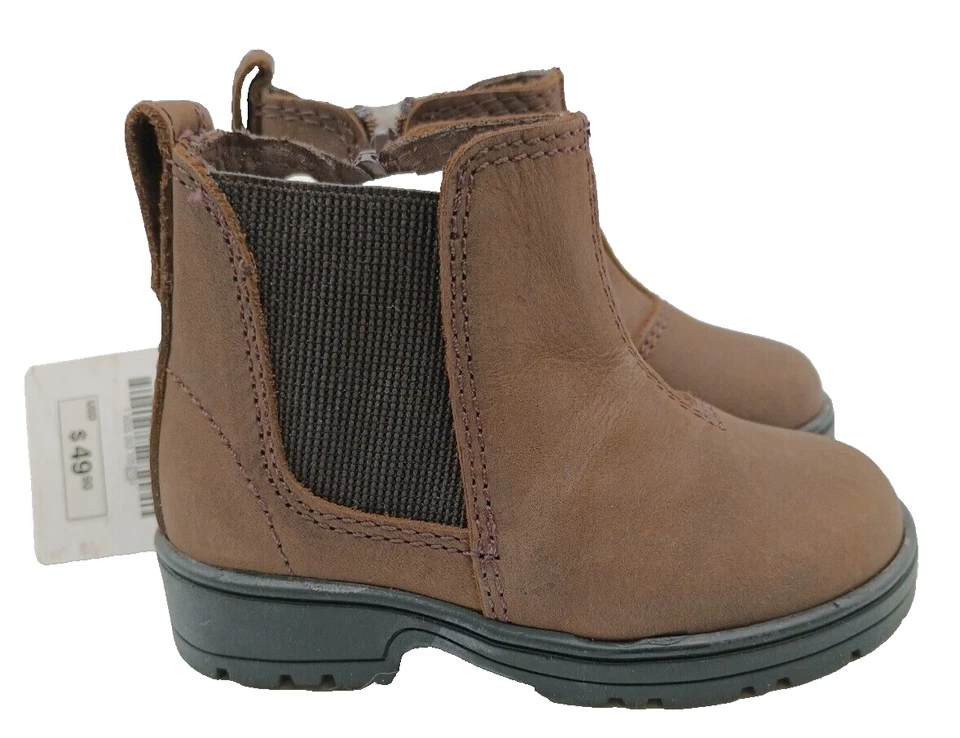  Nuevos Botines Zara Bebé Cuero Marrón Talla 4.5 EU 20 Cierre Cremallera Panel Elástico Foto 1 de 4