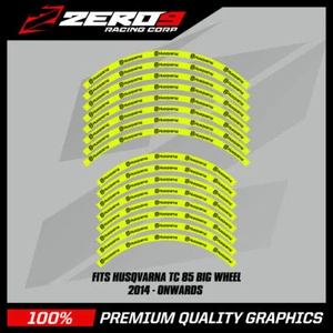 HUSQVARNA Rim Decals TC 85 19" / 16" Big Wheel MX Motocross Graphics YEL-F/BLK - Picture 1 of 1