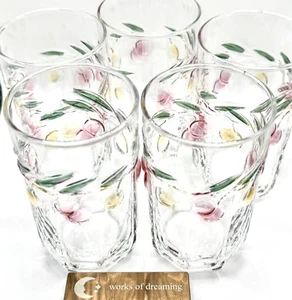 Vasos de cristal Sasaki textura cereza rosa jugo cóctel agua invitado Japón de colección - Imagen 1 de 15