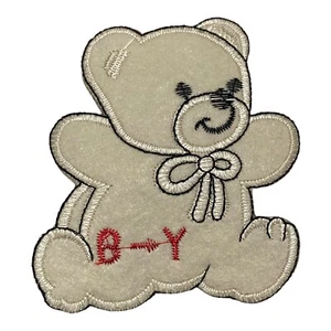 VINTAGE Cream Teddy Bear Embroidered Iron Sew On Patch Badge Applique 4” - Picture 1 of 1