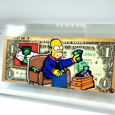 Just Do it Hypebeast Home Decor Homer Simpson arte nota de dólar arte dinheiro dos EUA arte - Imagem 1 de 3