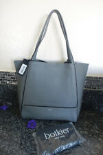 BOTKIER LEATHER SOHO EXPOSED ZIP TRIM TOTE SHOULDER BAG SMOKE