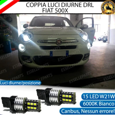 ELT COPPIA LAMPADE DIURNE POSIZIONE DRL 15 LED T20 CANBUS FIAT 500X DAL 2017 IN POI