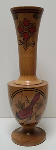 Vintage handgedrechselte Holzvase 11" handbemalt Cardnal ~ Blume - Bild 1 von 7
