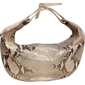 Donald J Pliner Couture Metallic Gold Snakeskin Baguette Shoulder Handbag - Picture 1 of 12