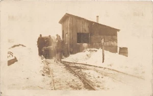 D94/ Occupational Real Photo RPPC Postcard c1910 Railroad Crew Winter Storm 3 - Picture 1 of 2