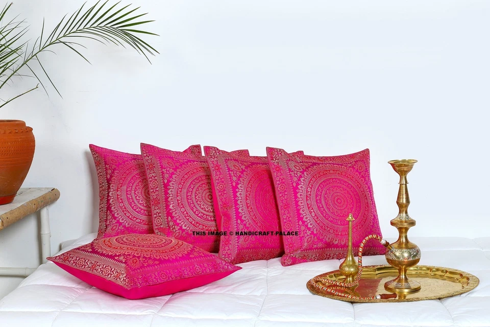 Capa almofada mandala indiana brocado de seda sofá decoração para casa - Imagem 1 de 4