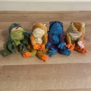 Lotto di 4 FROG Ty Beanies Neonati - Croak - Principe - Freccette - Foto 1 di 8