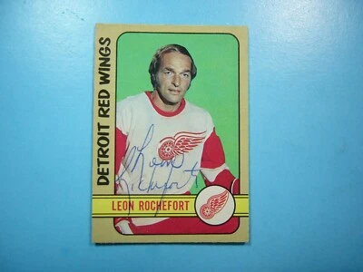 1972/73 O-PEE-CHEE NHL HOCKEY CARD #204 LEON ROCHEFORT VG AUTO AUTOGRAPH OPC - Image 1 of 3