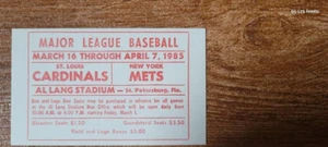 1985 NY METS, ST. L. CARDS Spring Training Schedule-Al Lang, FL-DOC-STRAW-MINT!! - Bild 1 von 2
