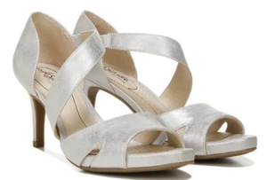 New LIFE STRIDE Women's Dressy Strappy Heels Silver Matte Pumps Sparkles 10W - Picture 1 of 8